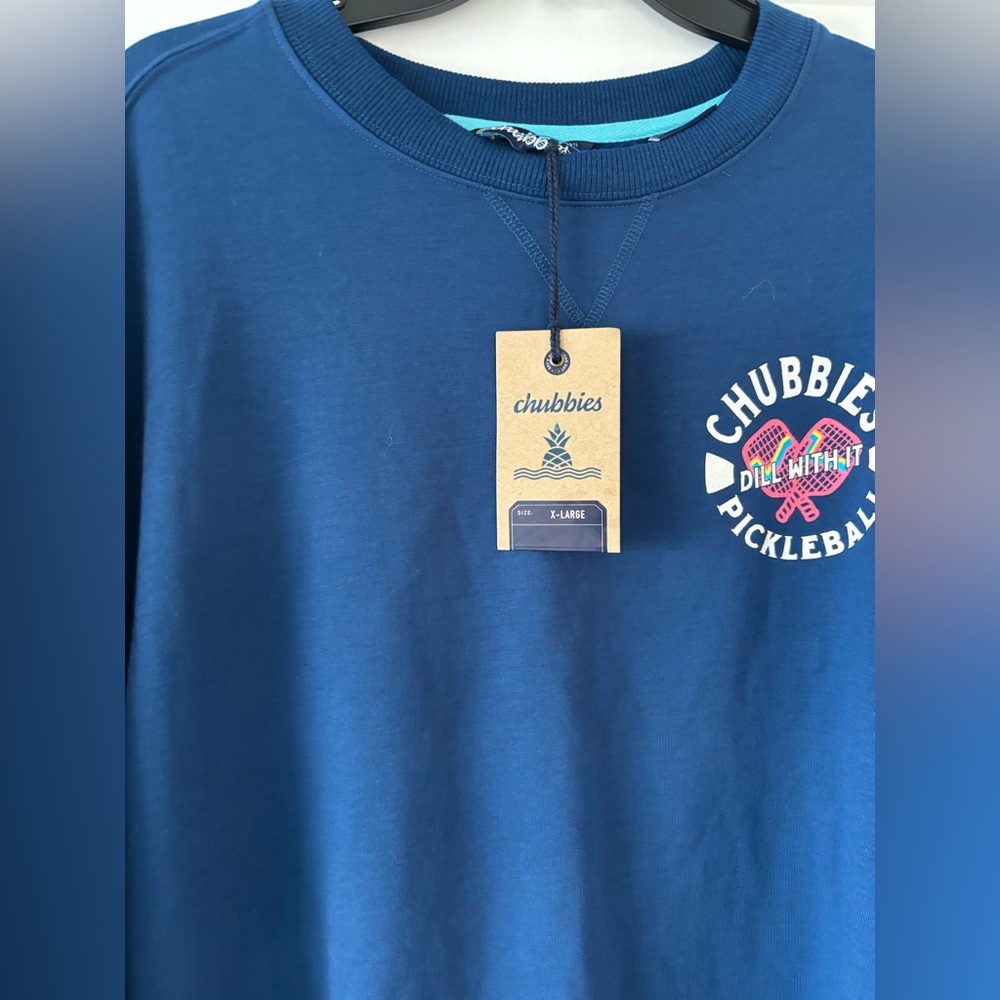 Chubbies NWT The Pickler soft Terry crewneck sweatshirt XL blue pickleball - Picture 5 of 9